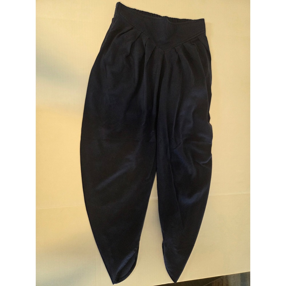 Vintage Judy Knapp California Navy Blue Harem Pants Pleated V-Yoke High Waist